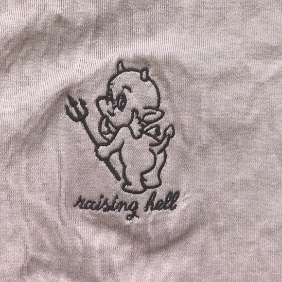 Brown embroidered garage crop top. - Picture 2 of 4